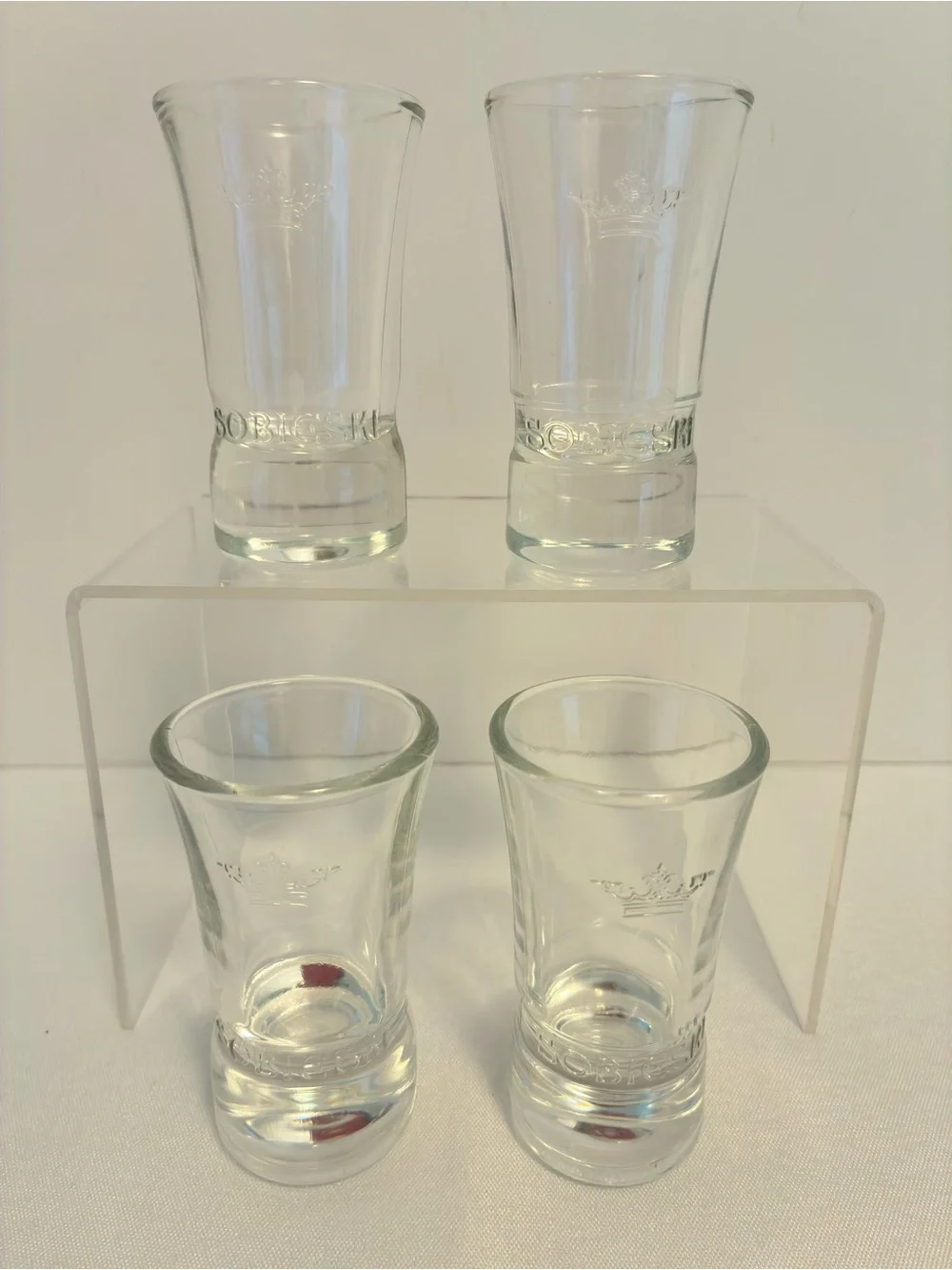 Sobieski Vodka Shot Glasses Clear Glass Set of 4